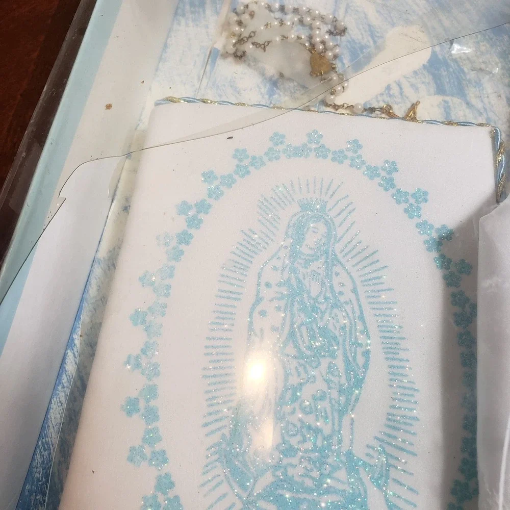 Catholic Baptism Gift Set Virgen‎ de Guadalupe Rosary Candle Prayer Book